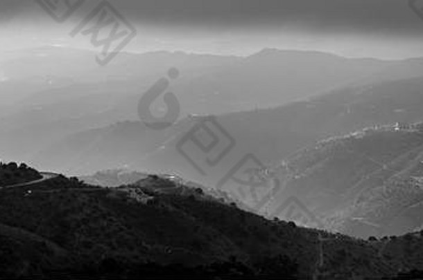黑色的白色细艺术景观图片axarquia地区安达卢西亚马拉加西班牙