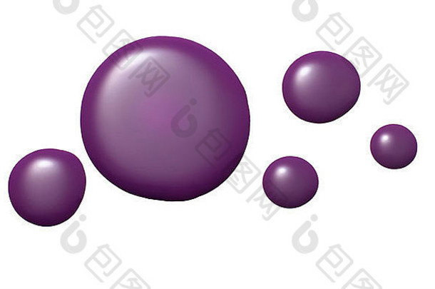 紫色的指甲波兰的团减少白色背景