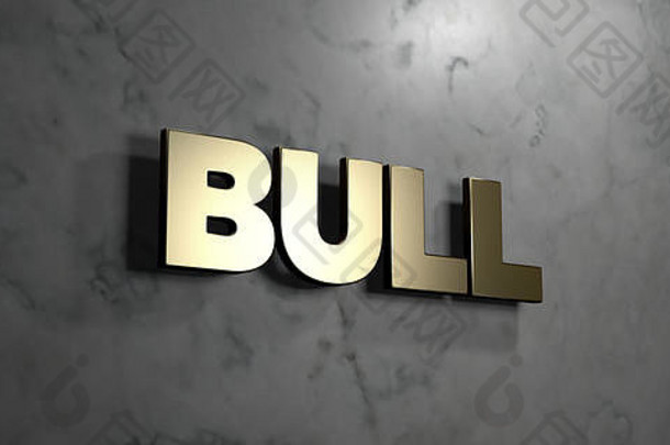 牛黄金标志安装光滑的大理石墙呈现皇室免费的股票插图图像在线网站横幅