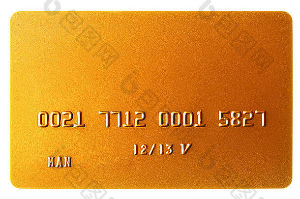 黄金信贷卡孤立的白色背景