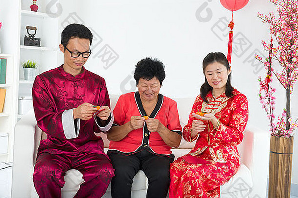 中国人家庭庆祝月球一年