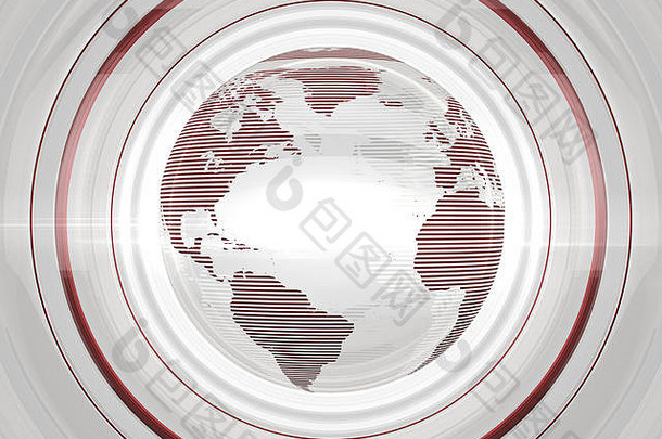 白色光滑的全球世界地图红色的条纹模式
