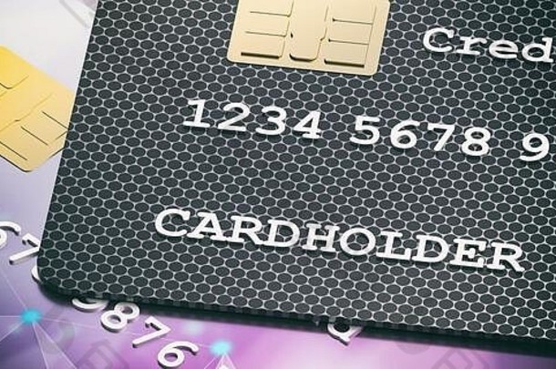 信贷卡片背景现实的卡片集特写镜头视图电子银行金融业务购物概念插图