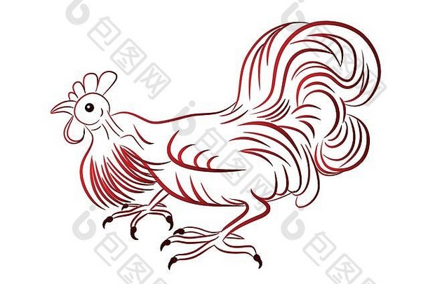 公鸡象征中国人一年白色背景