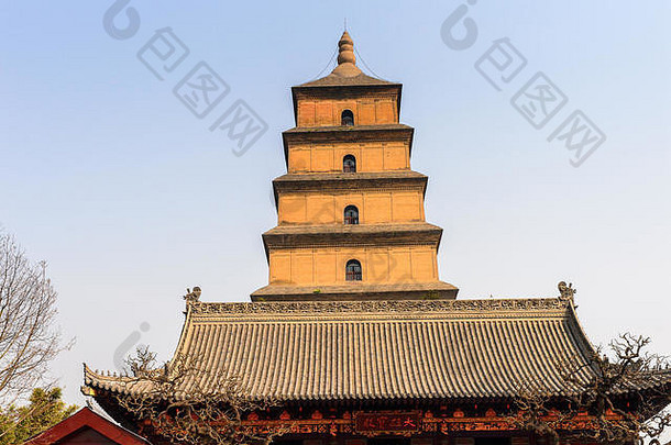 巨大的野生鹅宝塔复杂的佛教宝塔西安陕西省中国建唐王朝联合国教科文组织世界遗产