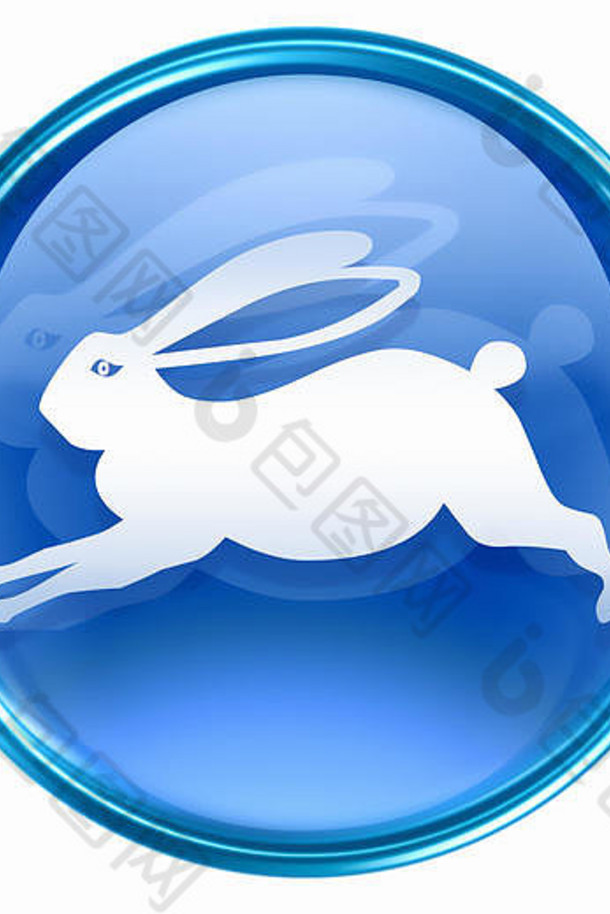 兔子星座图标蓝色的孤立的白色背景