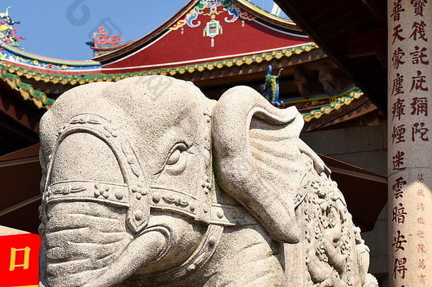 石头大象佛教艺术古老的南努托寺庙厦门中国
