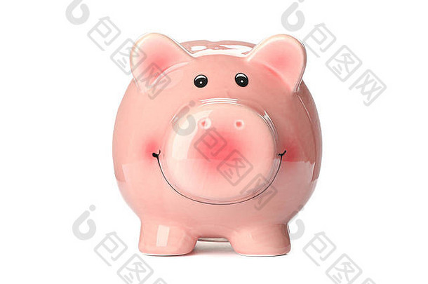 快乐小猪银行孤立的白色背景金融储蓄钱