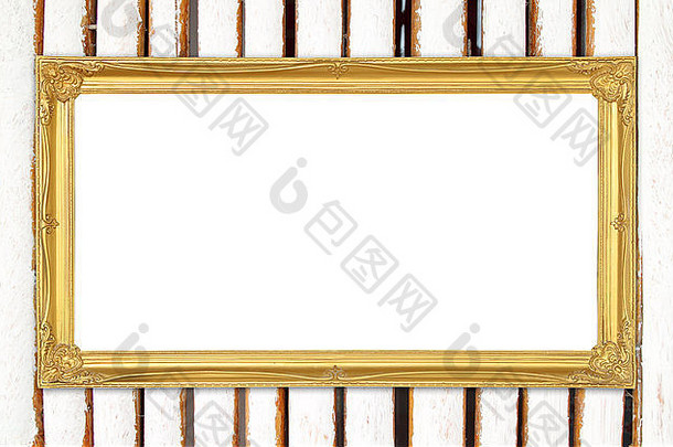 空白金框架竹子墙背景