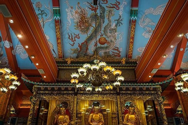 天花板细节<strong>佛教</strong>雕像内部林修道院大屿山岛在香港香港