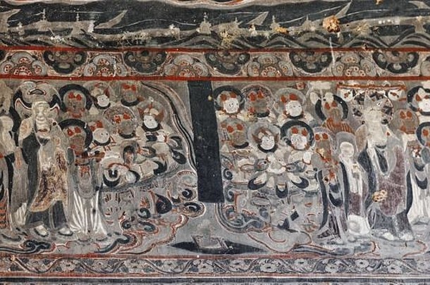 残余画frescoes-mogao佛教洞穴外敦煌-甘肃province-china -