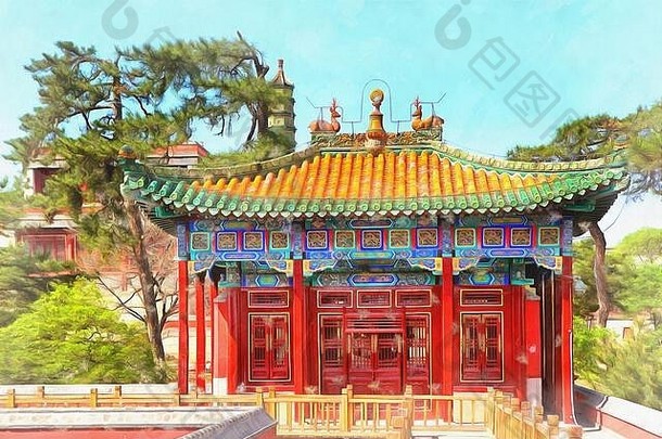 须弥之福寿寺庙色彩斑斓的绘画图片承德中国
