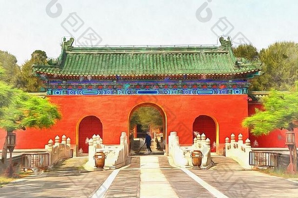 寺庙天堂色彩斑斓的绘画图片北京中国