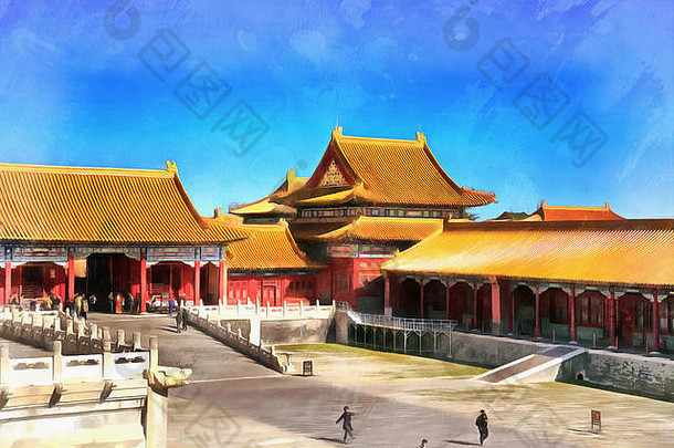 色彩斑斓的绘画被禁止的城市北京中国