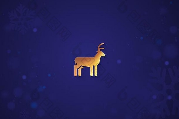 背景蓝色的驯鹿圣诞节假期设计插图