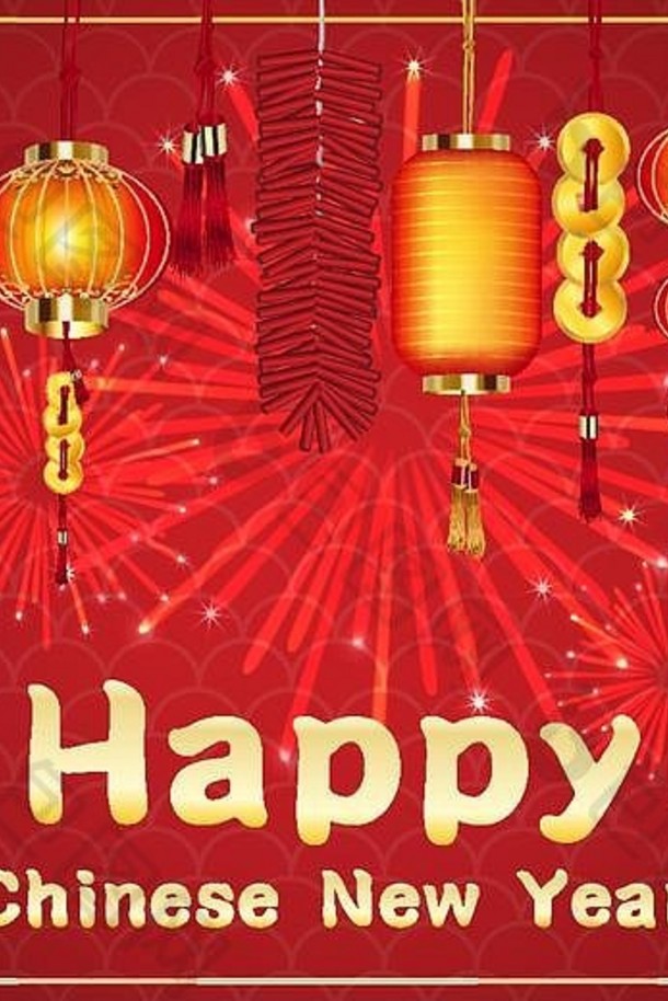 快乐中国人一年烟花中国人灯笼
