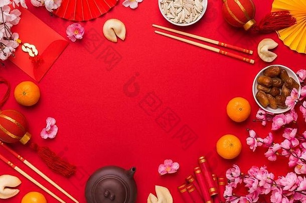 快乐中国人一年背景传统的装饰