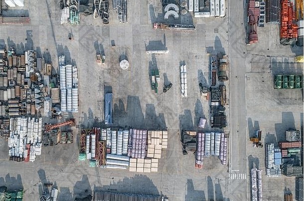 空中视图生工业材料货物港口