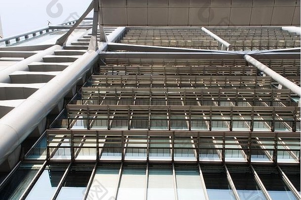 高科技体系结构钢玻璃塔结构框架汇丰银行建筑女王的路中央在<strong>香港香港</strong>诺曼福斯特