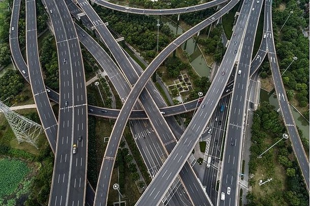 空中视图高速公路天桥