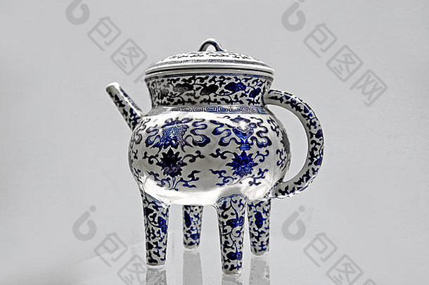 上海博物馆中国上海博物馆蓝色的白色茶壶