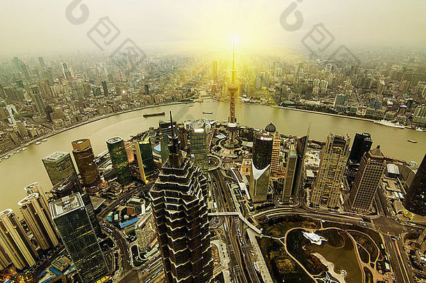 上海lujiazui金融贸易区天际线