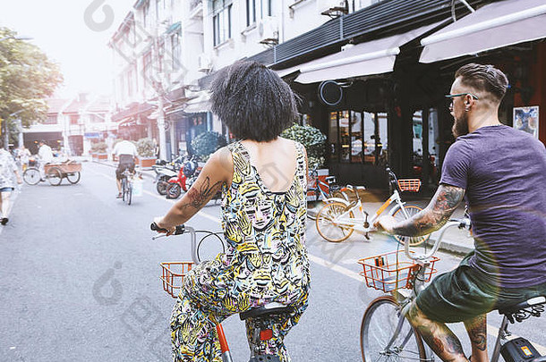 多少数民族赶时髦的人夫妇骑自行车城市街上海法国让步上海<strong>中</strong>国