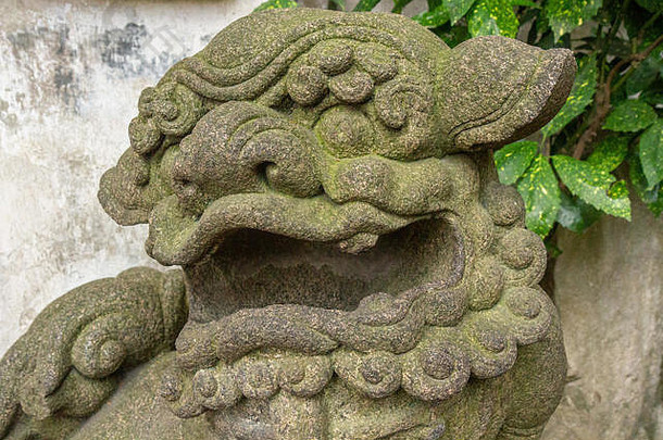 特写镜头石头狮子头元花园上海中国