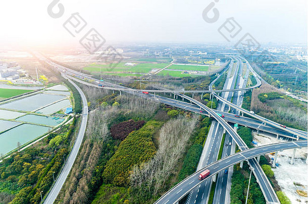 空中视图高速公路天桥<strong>上海</strong>