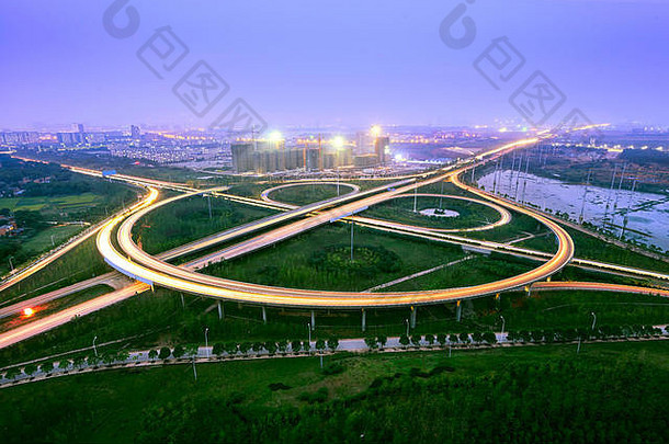 晚上视图桥城市上海中国
