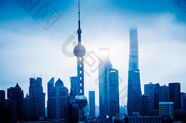 上海天际线日出景观城市