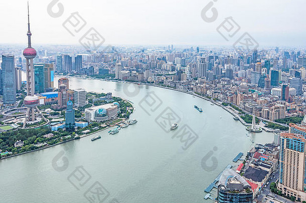 空中视图上海天际线中国
