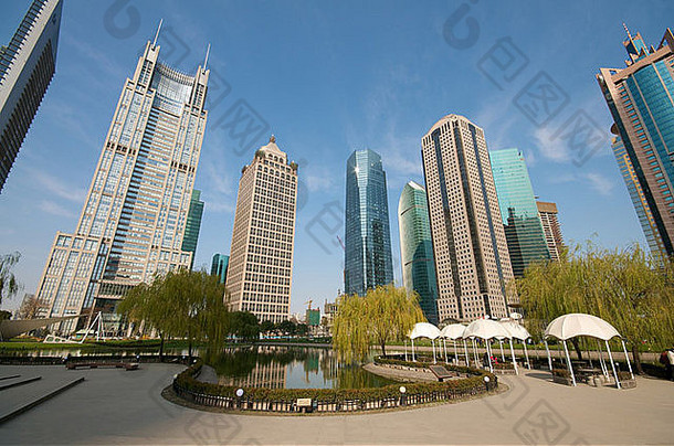 上海浦东市中心金毛上海世界金融中心环球金融中心