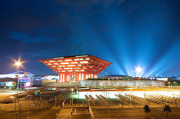 上海世界世博会建筑中国展馆晚上