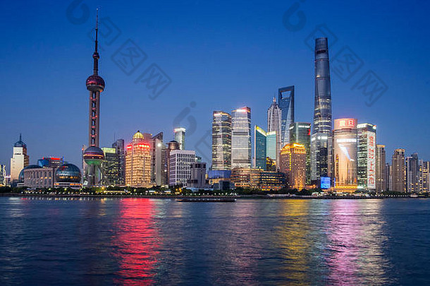 上海中国城市天际线黄埔河