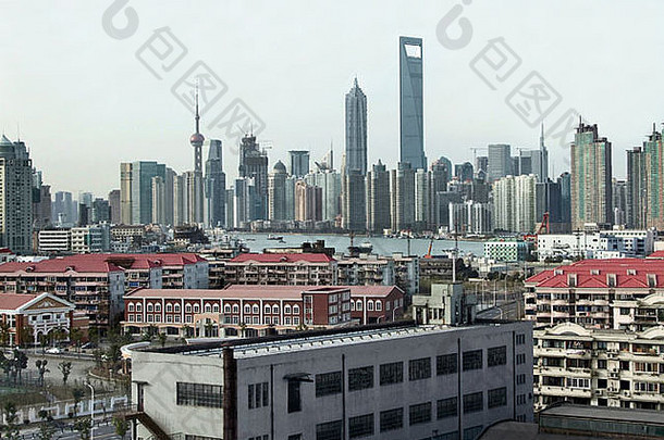 城市视图显示天际线浦东区上海中国