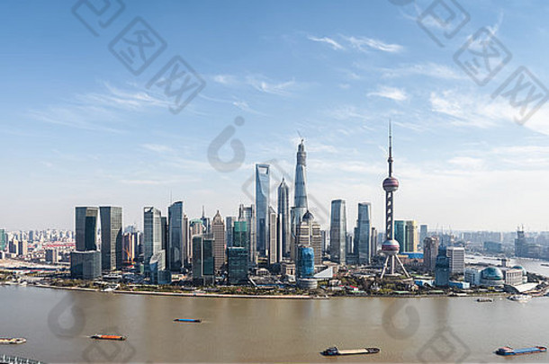 空中视图上海lujiazui全景