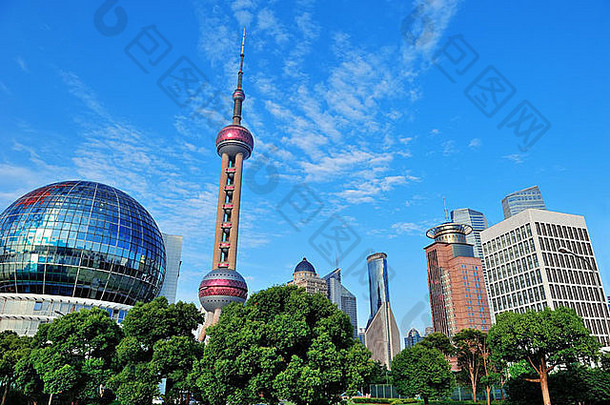 上海城市体系结构蓝色的天空