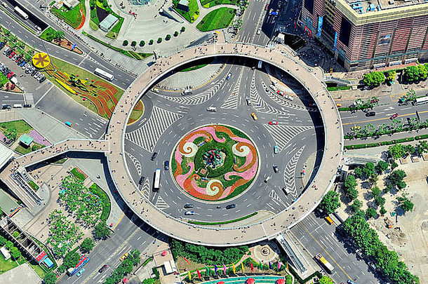 上海城市空中视图街
