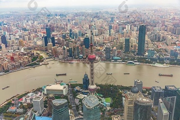 空中视图上海城市景观中国