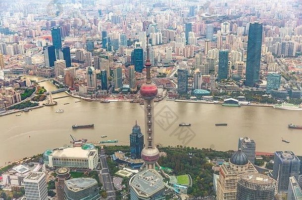 空中视图上海城市景观中国