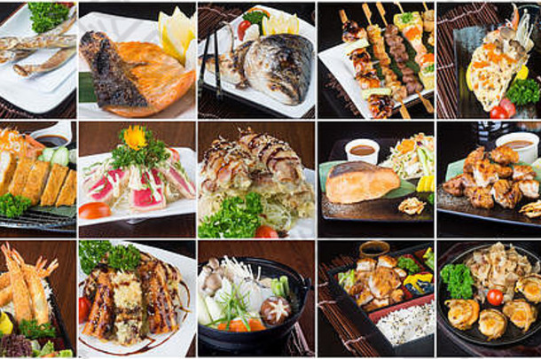 日本食物拼贴画背景