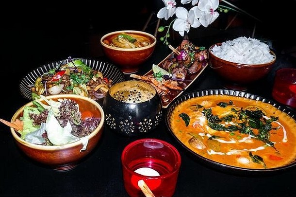 美味的亚洲食物集合亚洲菜