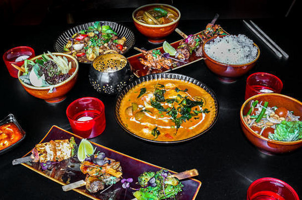 美味的亚洲食物集合亚洲菜