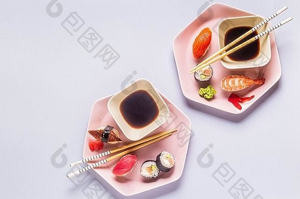 表格传统的日本食物前视图