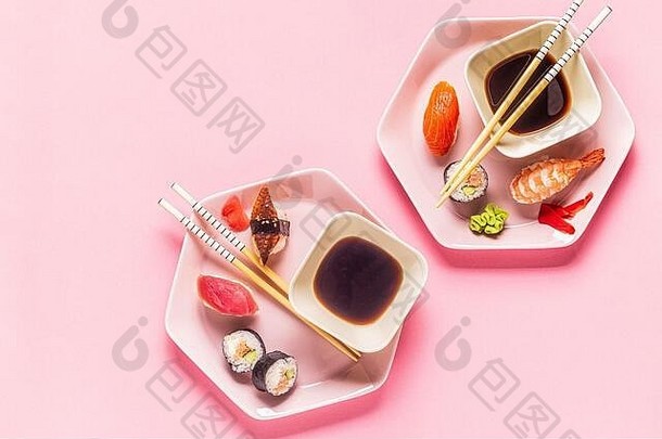 表格传统的日本食物前视图
