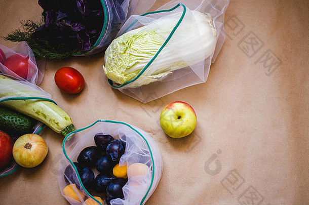 浪费回收纺织袋水果蔬菜工艺纸背景
