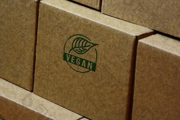 素食主义者邮票印刷纸板盒子生活风格生态生物有机食物素食者自然健康的饮食概念