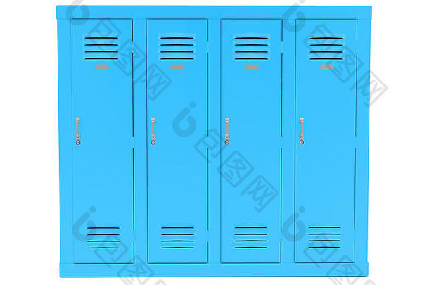蓝色的储物柜前面视图呈现插图孤立的