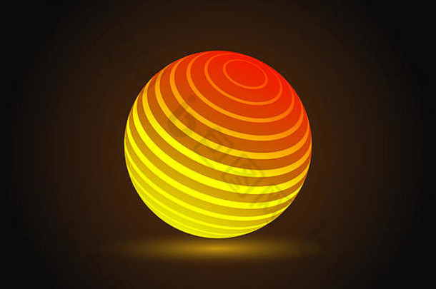 霓虹灯发光球梯度黄色的橙色红色的发光效果